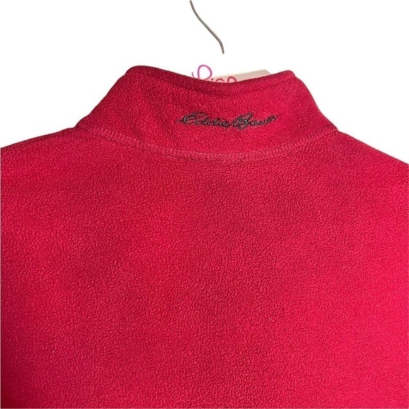 Eddie Bauer 2000’S Red 1/2 Zip Fleece Pullover Cozy Sweatshirt Size Small - Picture 9 of 16